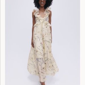 H&M Lyocell-blend Ruffled Dress cream
